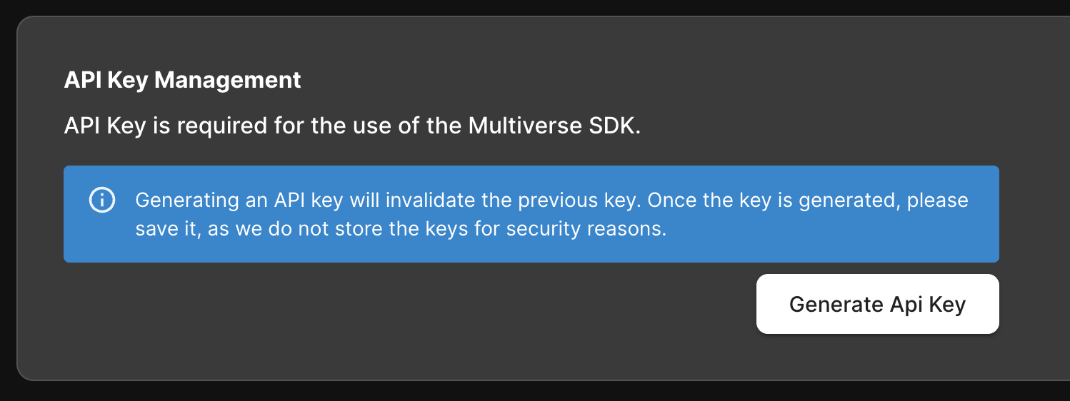 Multiverse API Key